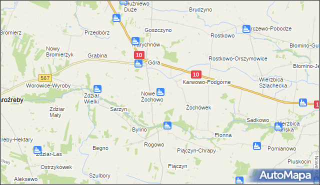 mapa Żochowo Stare, Żochowo Stare na mapie Targeo