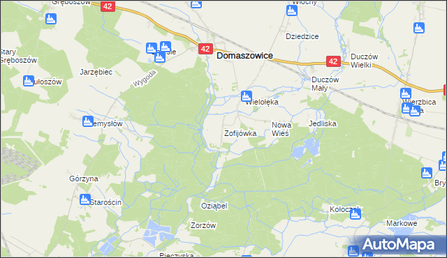 mapa Zofijówka gmina Domaszowice, Zofijówka gmina Domaszowice na mapie Targeo