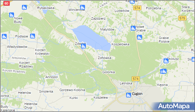 mapa Zofiówka gmina Łąck, Zofiówka gmina Łąck na mapie Targeo