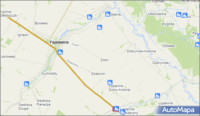 mapa Zosin gmina Fajsławice, Zosin gmina Fajsławice na mapie Targeo