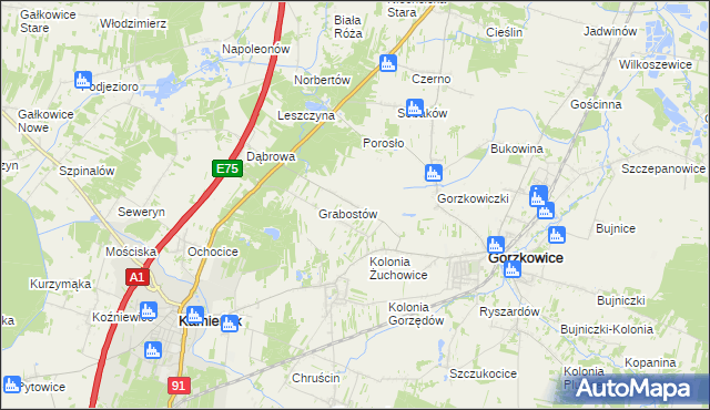 mapa Żuchowice, Żuchowice na mapie Targeo