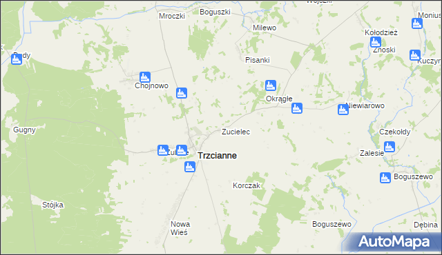 mapa Zucielec, Zucielec na mapie Targeo