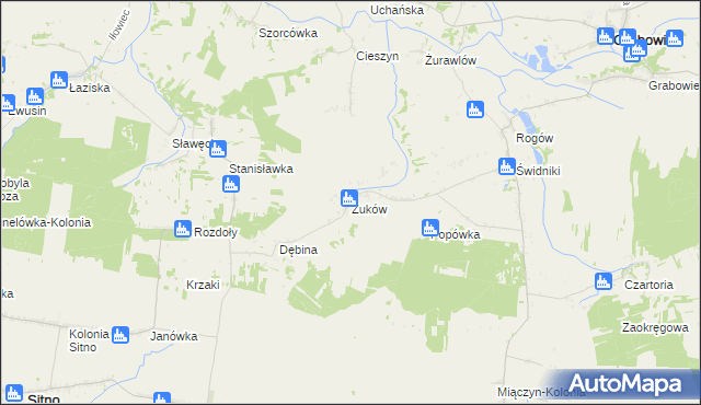 mapa Żuków gmina Miączyn, Żuków gmina Miączyn na mapie Targeo