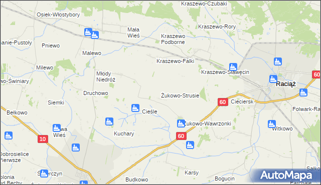mapa Żukowo-Strusie, Żukowo-Strusie na mapie Targeo