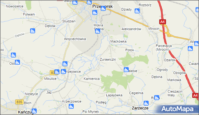 mapa Żurawiczki, Żurawiczki na mapie Targeo