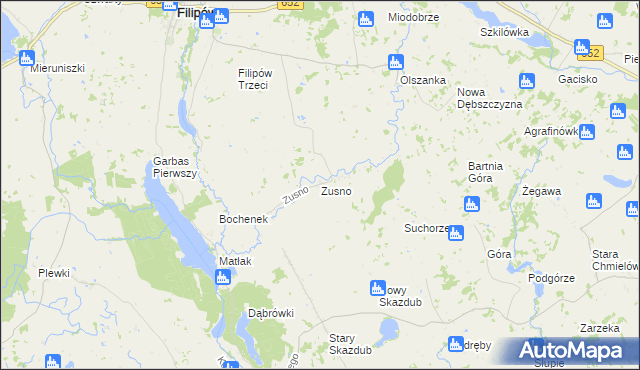 mapa Zusno, Zusno na mapie Targeo