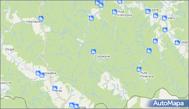mapa Żydowskie gmina Krempna, Żydowskie gmina Krempna na mapie Targeo