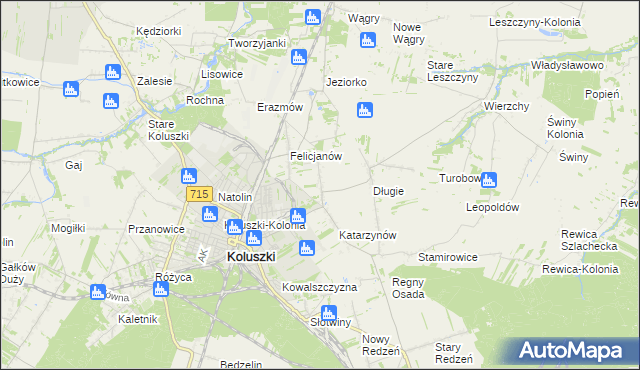 mapa Zygmuntów gmina Koluszki, Zygmuntów gmina Koluszki na mapie Targeo