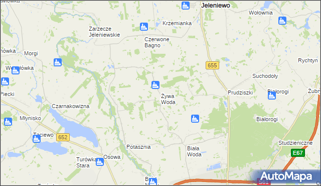 mapa Żywa Woda, Żywa Woda na mapie Targeo