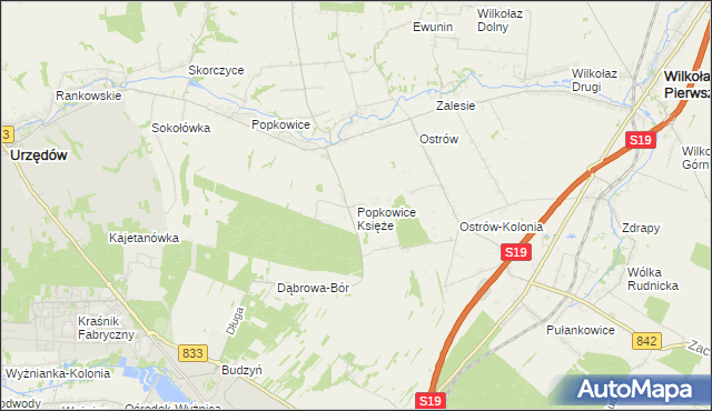 mapa Popkowice Księże, Popkowice Księże na mapie Targeo