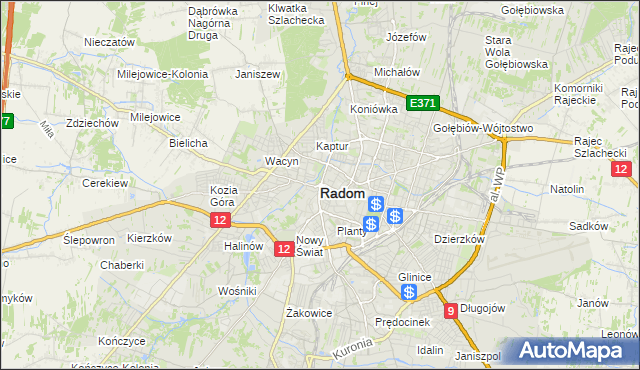 mapa Radomia, Radom na mapie Targeo