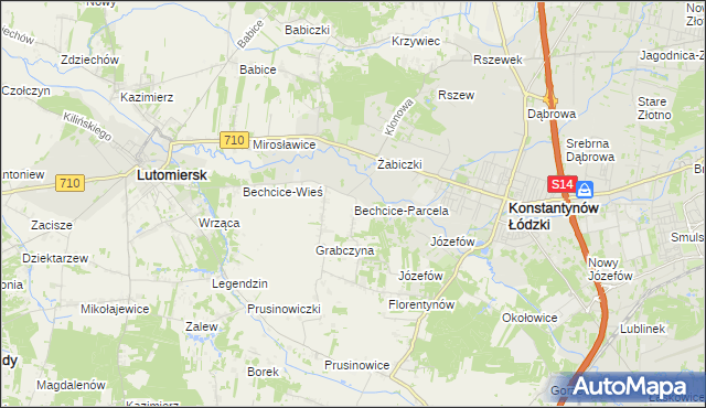 mapa Bechcice-Parcela, Bechcice-Parcela na mapie Targeo