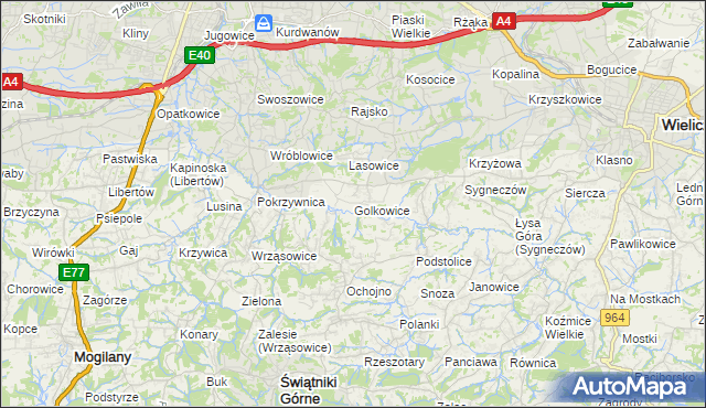 mapa Golkowice, Golkowice na mapie Targeo