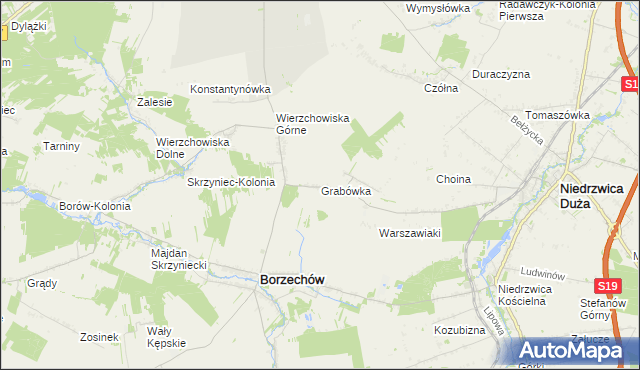 mapa Grabówka gmina Borzechów, Grabówka gmina Borzechów na mapie Targeo