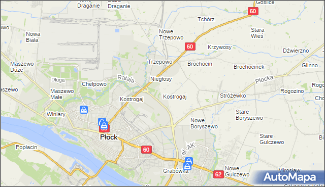 mapa Kostrogaj, Kostrogaj na mapie Targeo