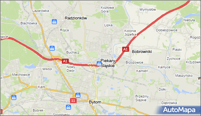 mapa Piekary Śląskie, Piekary Śląskie na mapie Targeo