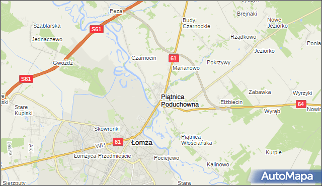 mapa Piątnica Poduchowna, Piątnica Poduchowna na mapie Targeo