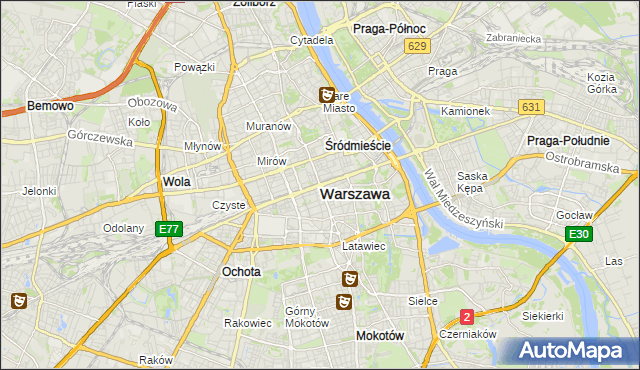 mapa Warszawy, Warszawa na mapie Targeo