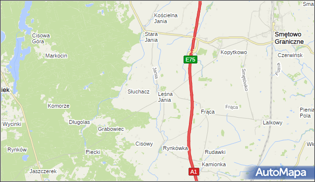 mapa Leśna Jania, Leśna Jania na mapie Targeo