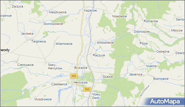 mapa Raczyce gmina Ziębice, Raczyce gmina Ziębice na mapie Targeo
