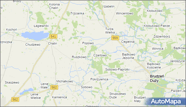 mapa Czartowo gmina Dobrzyń nad Wisłą, Czartowo gmina Dobrzyń nad Wisłą na mapie Targeo