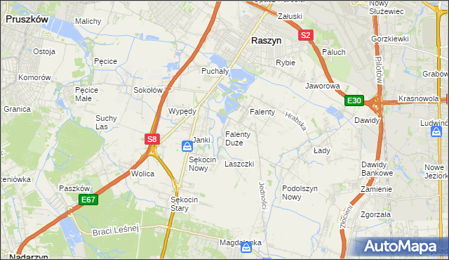 mapa Falenty Duże, Falenty Duże na mapie Targeo