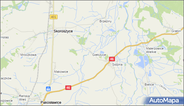mapa Giełczyce, Giełczyce na mapie Targeo
