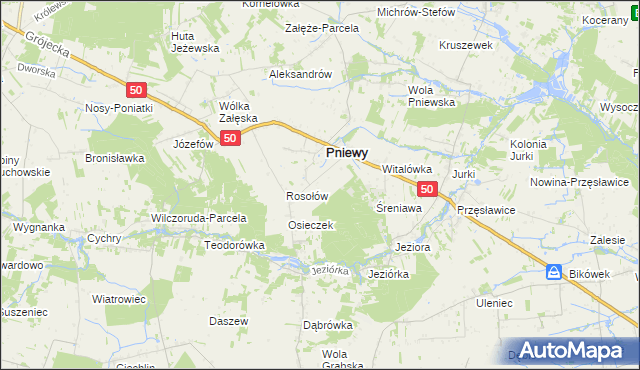 mapa Jeziora-Nowina, Jeziora-Nowina na mapie Targeo