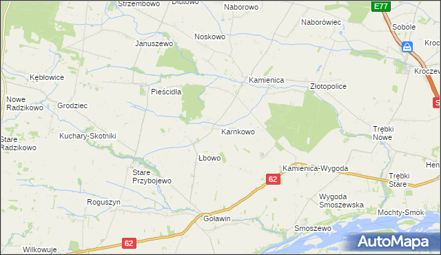 mapa Karnkowo gmina Czerwińsk nad Wisłą, Karnkowo gmina Czerwińsk nad Wisłą na mapie Targeo