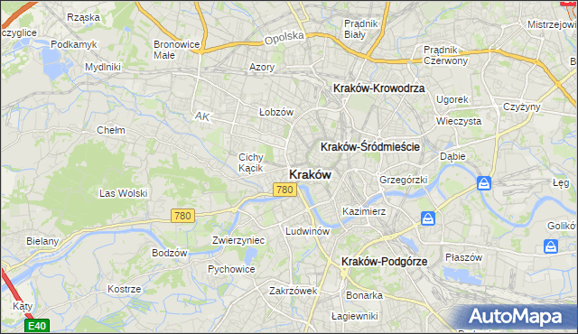 mapa Krakowa, Kraków na mapie Targeo