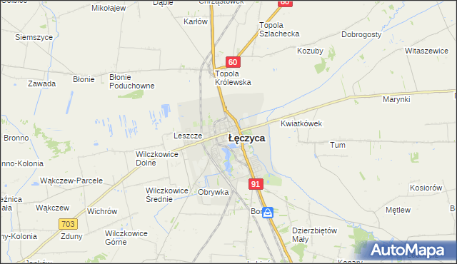 mapa Łęczyca, Łęczyca na mapie Targeo