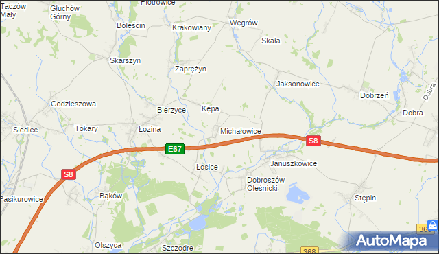 mapa Michałowice gmina Długołęka, Michałowice gmina Długołęka na mapie Targeo