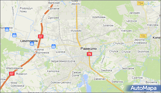 mapa Piaseczno, Piaseczno na mapie Targeo