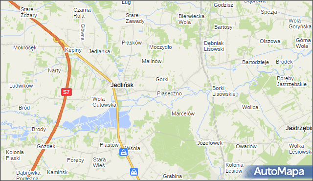 mapa Piaseczno gmina Jedlińsk, Piaseczno gmina Jedlińsk na mapie Targeo