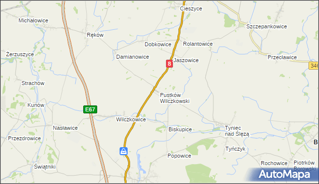 mapa Pustków Wilczkowski, Pustków Wilczkowski na mapie Targeo