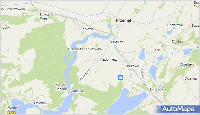 mapa Radomierz gmina Przemęt, Radomierz gmina Przemęt na mapie Targeo