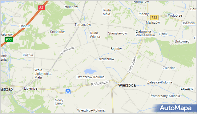 mapa Rzeczków gmina Wierzbica, Rzeczków gmina Wierzbica na mapie Targeo