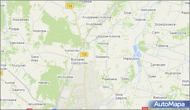 mapa Sobawiny, Sobawiny na mapie Targeo