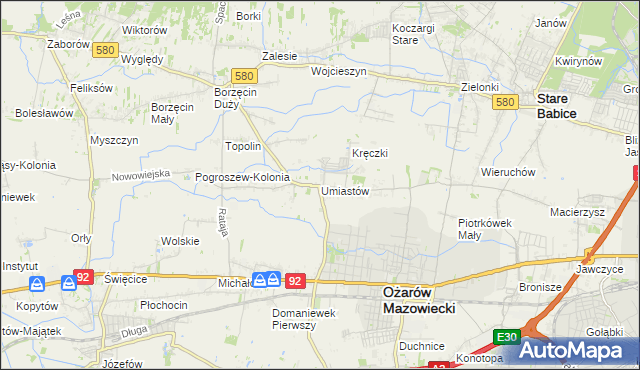 mapa Umiastów, Umiastów na mapie Targeo