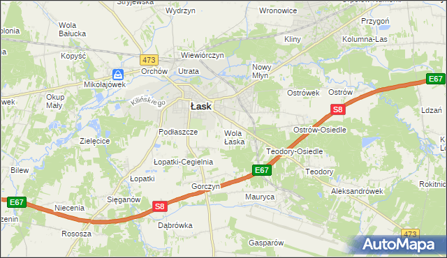 mapa Wola Łaska, Wola Łaska na mapie Targeo