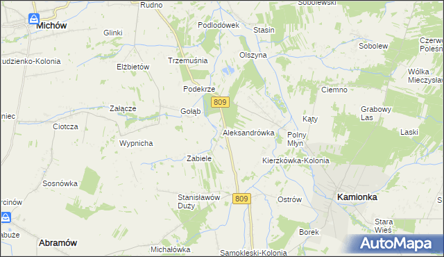mapa Aleksandrówka gmina Michów, Aleksandrówka gmina Michów na mapie Targeo