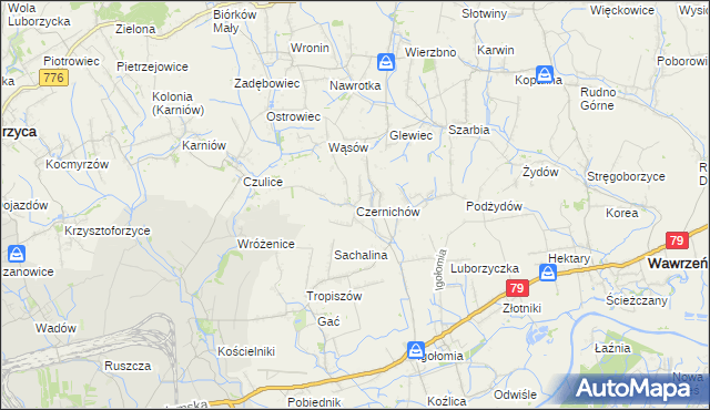 mapa Czernichów gmina Koniusza, Czernichów gmina Koniusza na mapie Targeo