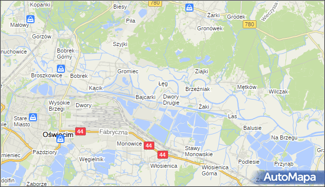 mapa Dwory Drugie, Dwory Drugie na mapie Targeo
