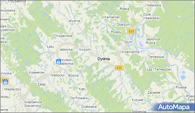 mapa Dydnia, Dydnia na mapie Targeo