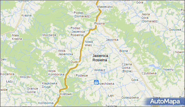 mapa Jasienica Rosielna, Jasienica Rosielna na mapie Targeo