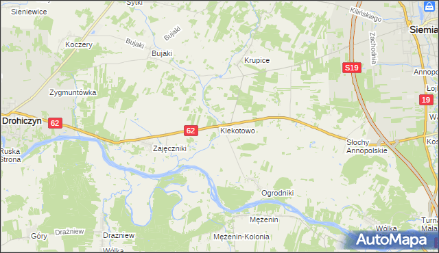 mapa Klekotowo gmina Siemiatycze, Klekotowo gmina Siemiatycze na mapie Targeo