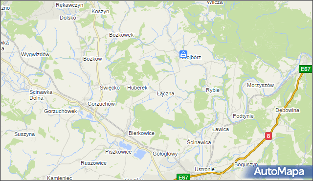 mapa Łączna gmina Kłodzko, Łączna gmina Kłodzko na mapie Targeo