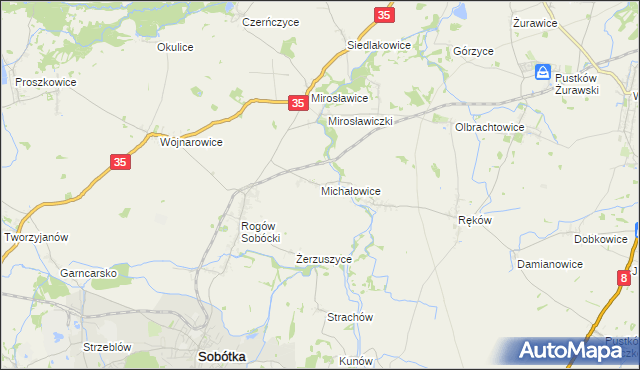 mapa Michałowice gmina Sobótka, Michałowice gmina Sobótka na mapie Targeo
