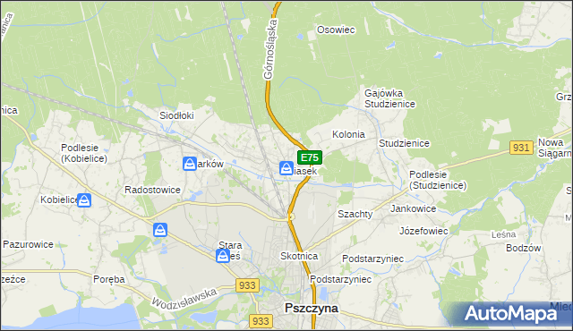 mapa Piasek gmina Pszczyna, Piasek gmina Pszczyna na mapie Targeo