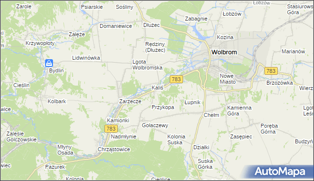 mapa Piaski gmina Wolbrom, Piaski gmina Wolbrom na mapie Targeo